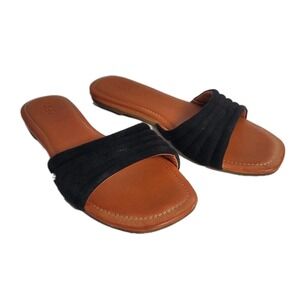 UGG Sandals Womens Size 9.5 Black Slide Flat Slip On Square Toe FD1119L Shoes